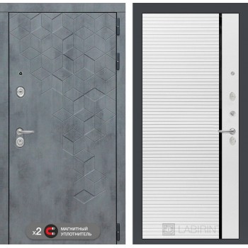 Входная дверь Лабиринт Бетон 22 - Белый софт, черная вставка