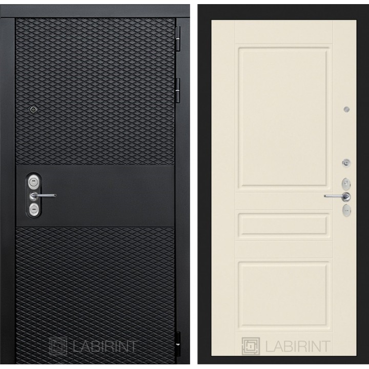 Входная дверь Лабиринт BLACK 03 - Крем софт