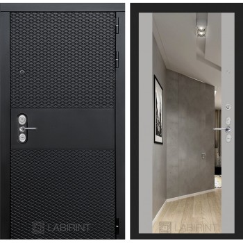 Входная дверь Лабиринт BLACK с зеркалом Максимум - Софт грей