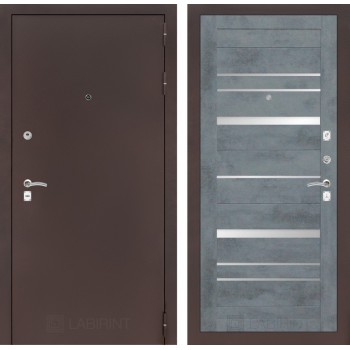 Входная дверь Лабиринт CLASSIC антик медный 20 - Бетон темный, зеркальные вставки