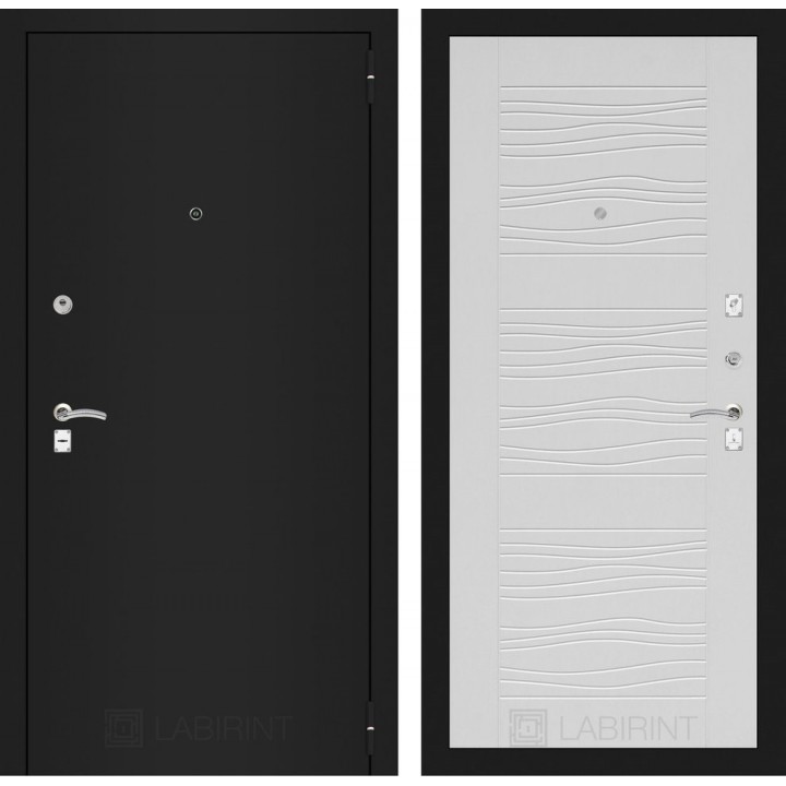Входная дверь Лабиринт CLASSIC шагрень черная 06 - Белое дерево
