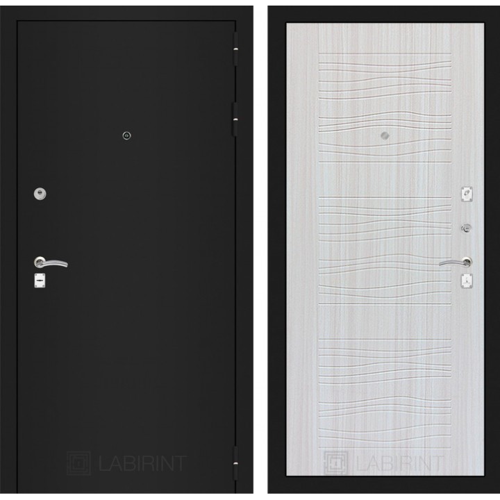 Входная дверь Лабиринт CLASSIC шагрень черная 06 - Сандал белый