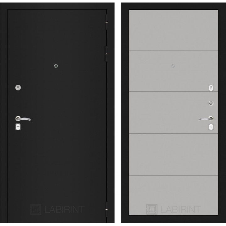 Входная дверь Лабиринт CLASSIC шагрень черная 13 - Грей софт