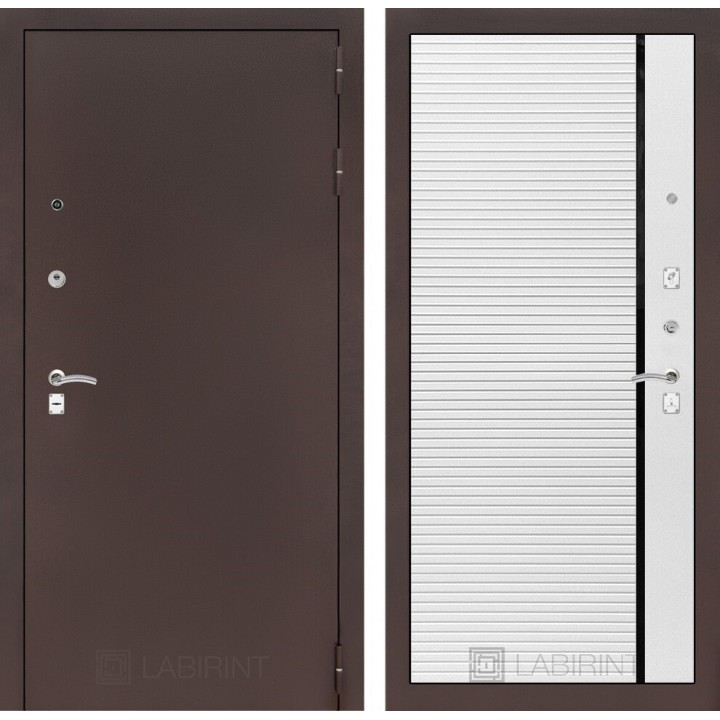 Входная дверь Лабиринт CLASSIC антик медный 22 - Белый софт, черная вставка