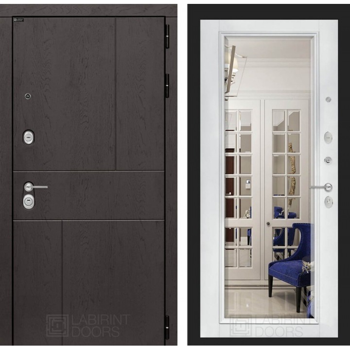 Входная дверь Лабиринт URBAN с Зеркалом Фацет - Белый софт