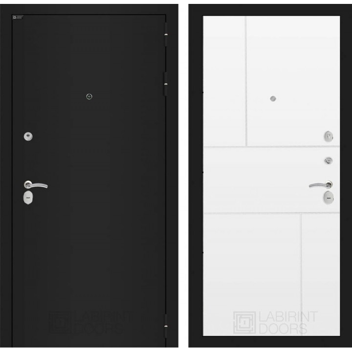Входная дверь Лабиринт CLASSIC шагрень черная 21 - Белый софт