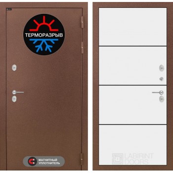 Входная дверь Термо Магнит 25 - Белый софт, черный молдинг