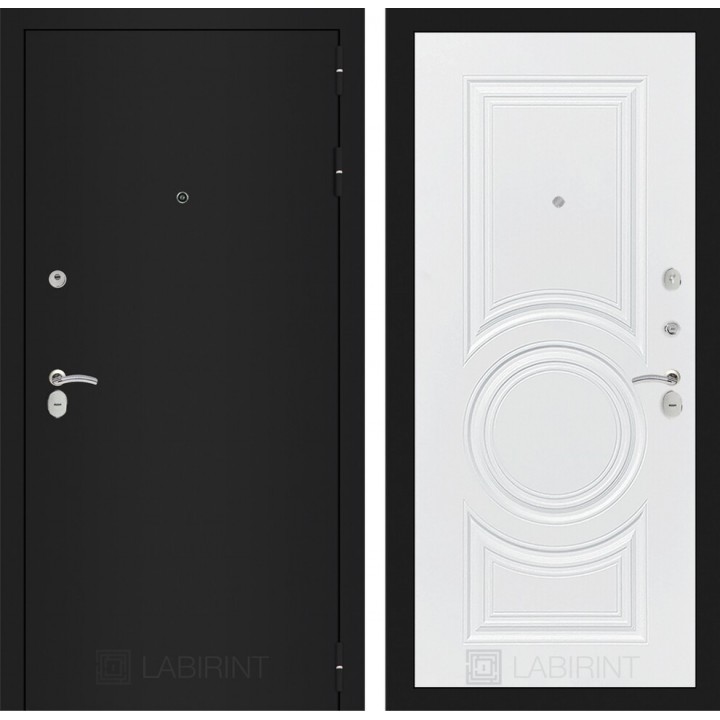 Входная дверь Лабиринт CLASSIC шагрень черная 23 - Белый софт
