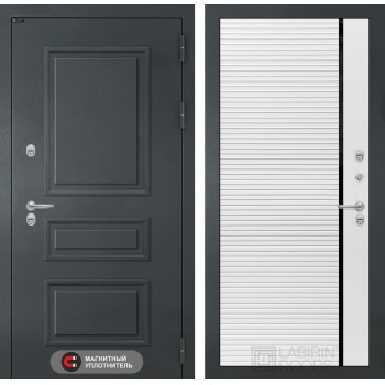 Входная дверь Лабиринт Атлантик 22 - Белый софт, черная вставка
