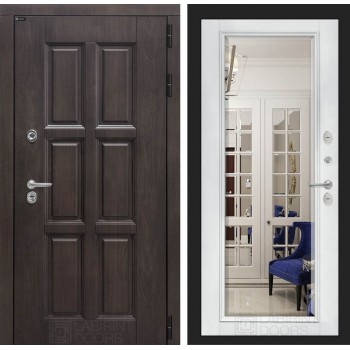 Входная дверь Лабиринт Лондон с зеркалом Фацет - Белый софт