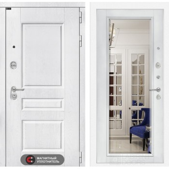 Входная дверь Лабиринт VERSAL с Зеркалом Фацет - Белый софт