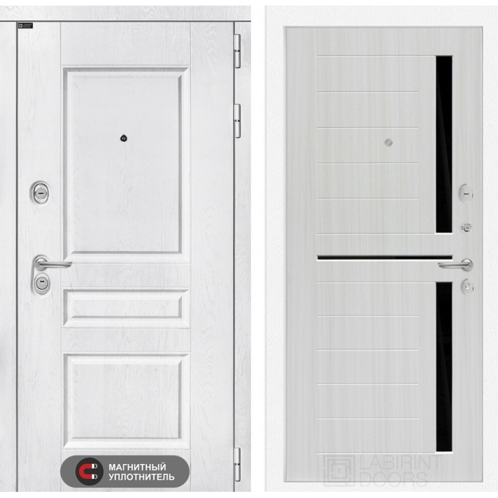 Входная дверь Лабиринт VERSAL 02 - Сандал белый, стекло черное