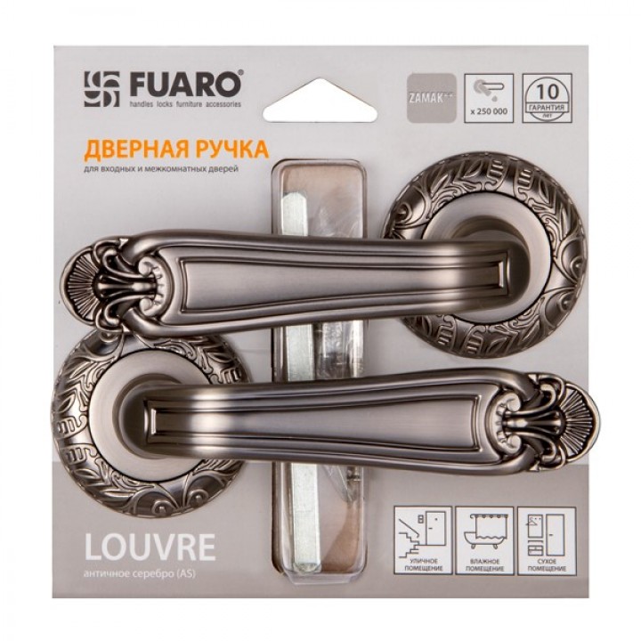 Ручка раздельная Fuaro (Фуаро) LOUVRE SM/HD AS-3 античное серебро